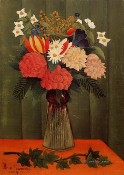 ツタの枝を持つ花の花束 1909 アンリ・ルソーの花飾り Oil Paintings